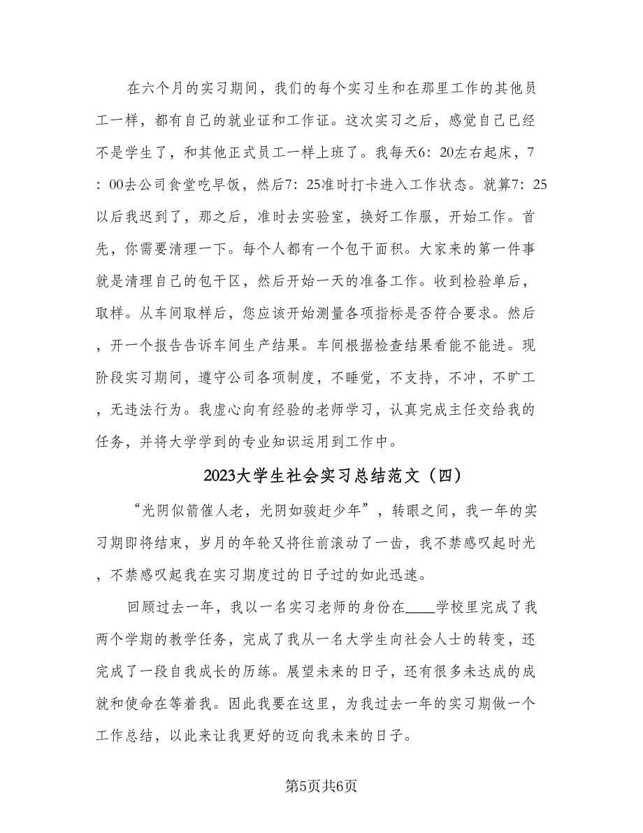 2023大学生社会实习总结范文（4篇）.doc_第5页