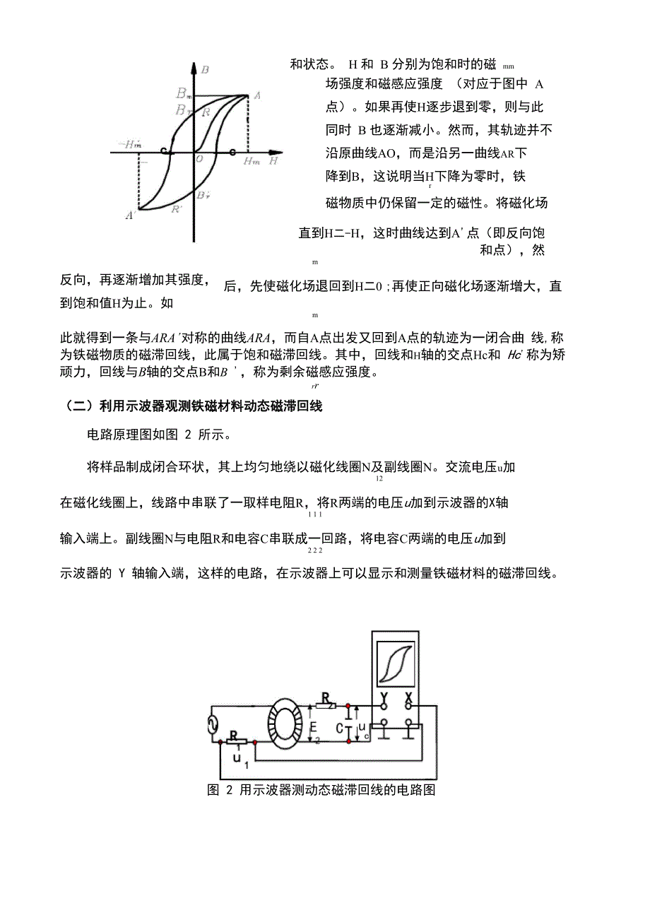 用示波器测动态磁滞回线、磁场测量实验报告_第2页