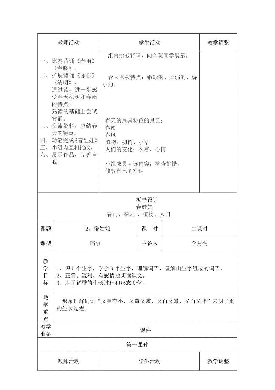 二年级下册语文二单元表格式教案_第5页