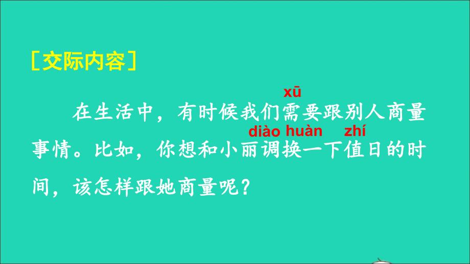 【最新】二年级语文上册 课文4 口语交际：商量课件2 新人教版-新人教级上册语文课件_第3页