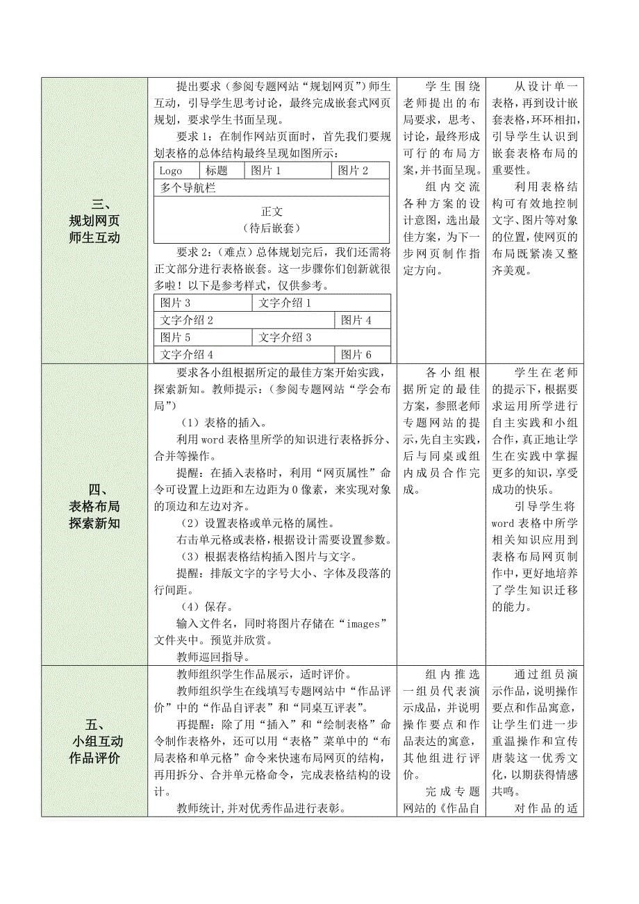 应用表格布局“走近唐装”网页结构教学设计(教育精品)_第5页