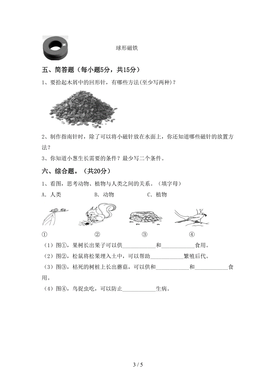 2022-2023年教科版二年级科学下册期中试卷【及参考答案】.doc_第3页