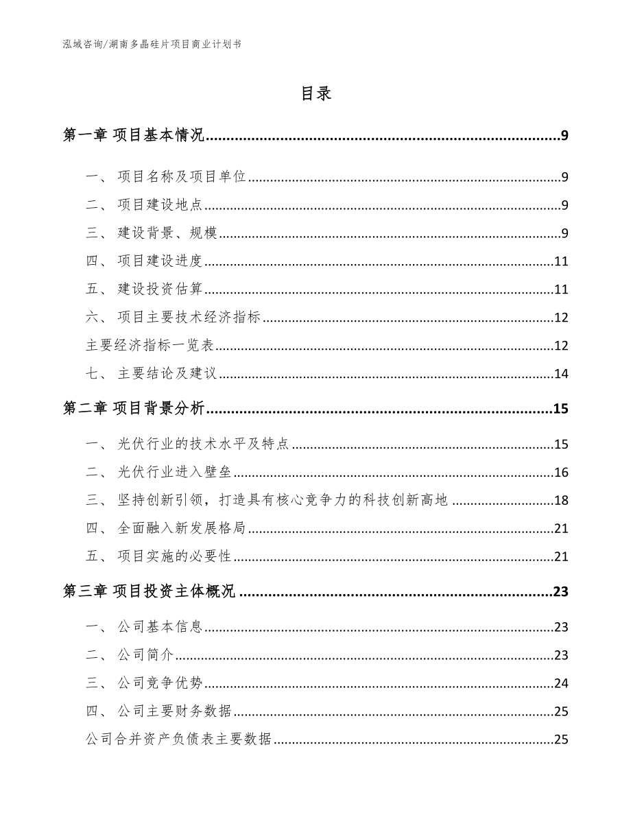 湖南多晶硅片项目商业计划书【模板范本】_第2页