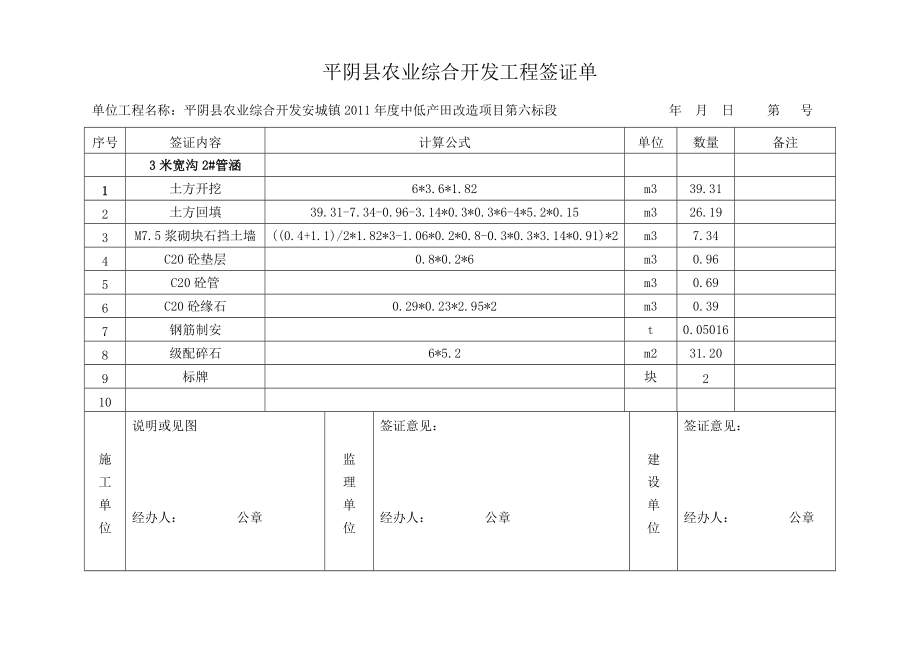 管涵工程签证单_第2页