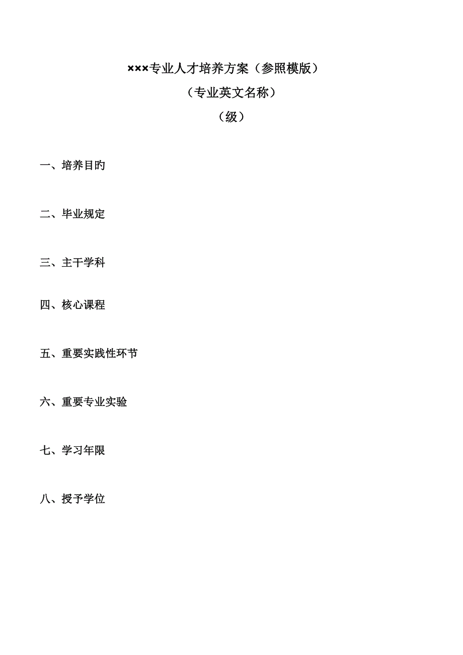 专业人才培养专题方案参考模版_第1页