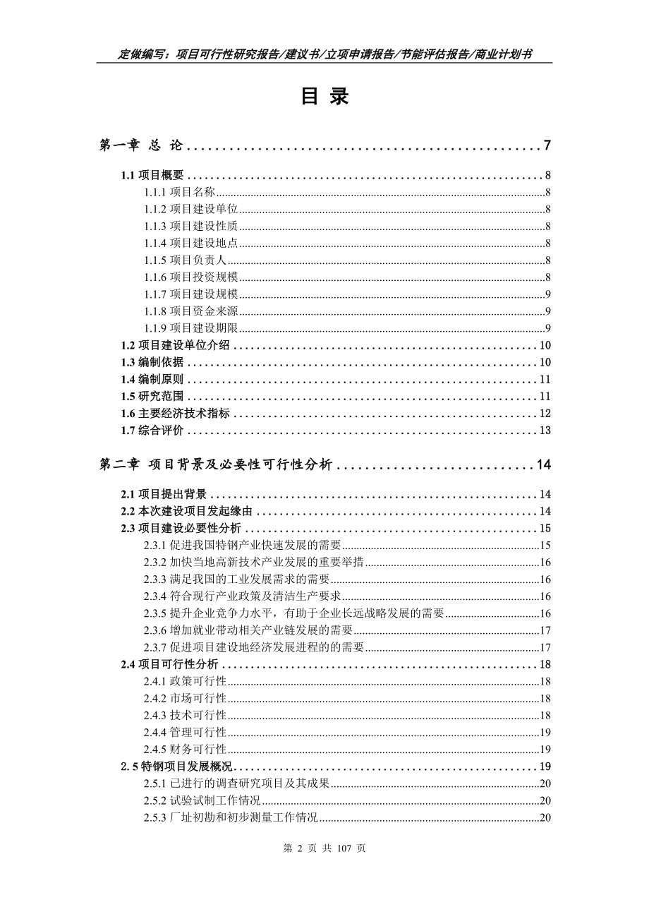 特钢项目可行性研究报告写作范本_第2页