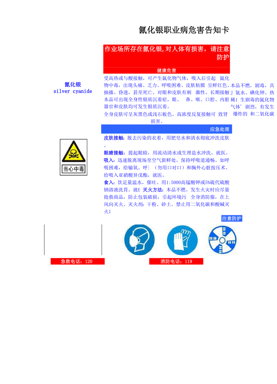 氰化银安全周知卡、职业危害告知卡、理化特性表_第2页