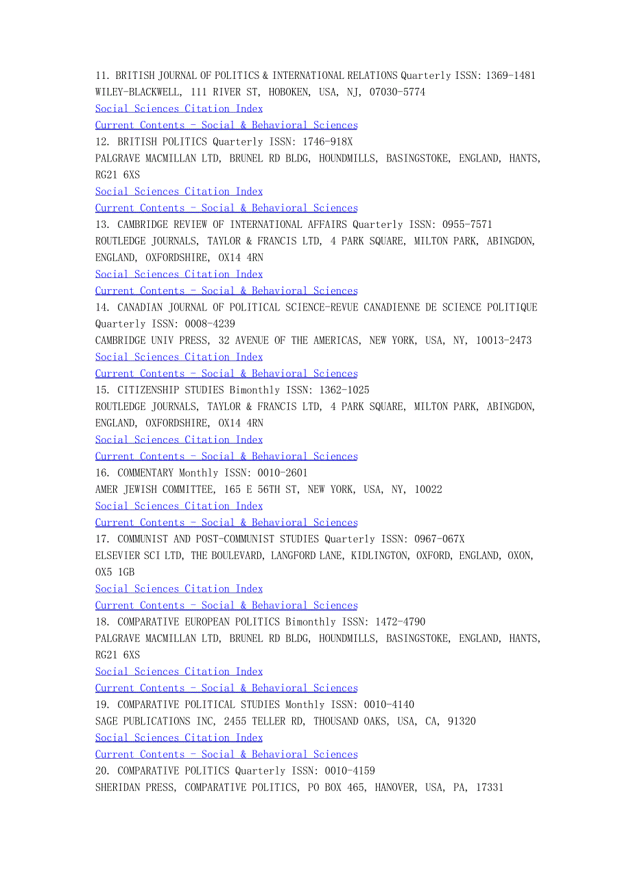 政治学类SSCI期刊列表_第2页