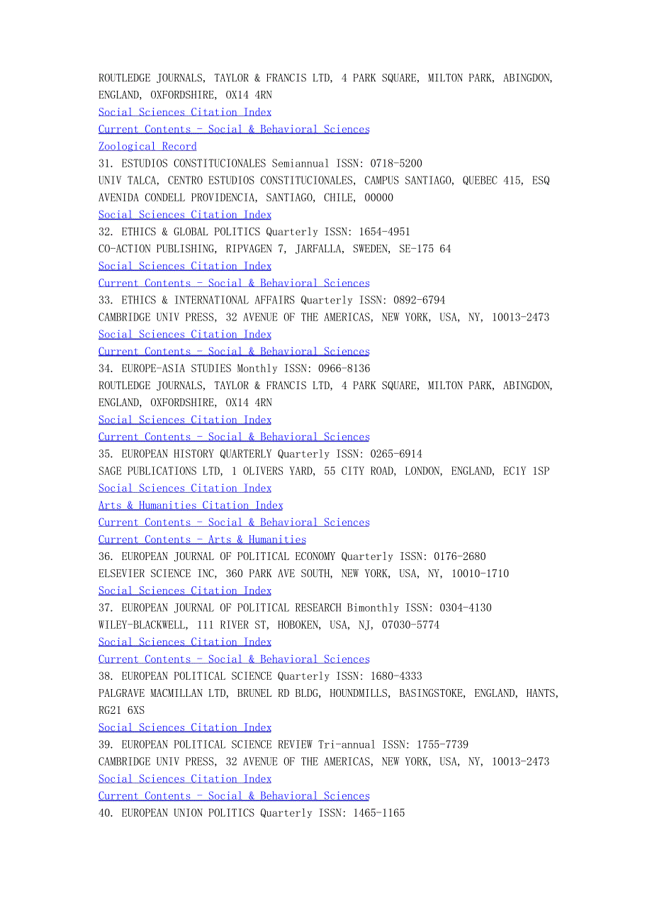 政治学类SSCI期刊列表_第4页