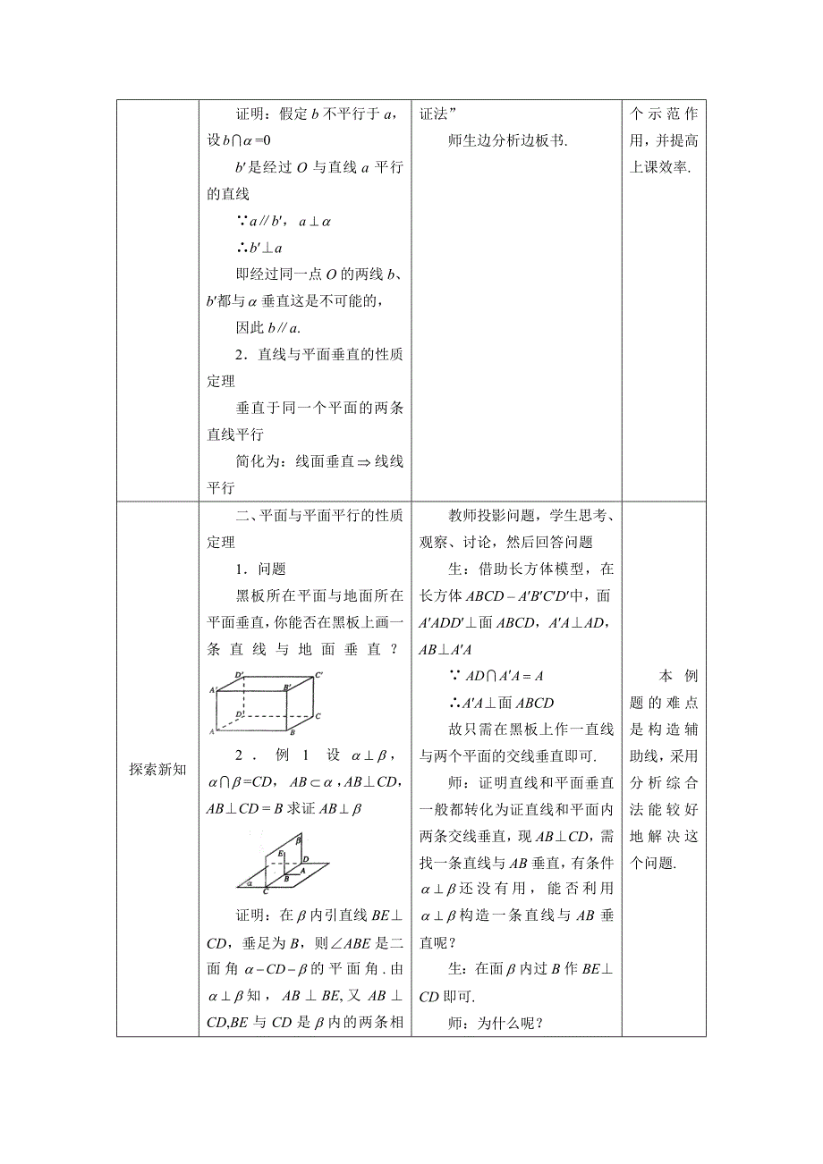 【精选】人教A版数学必修二2.3.3直线与平面垂直、平面与平面垂直的性质教案设计_第2页