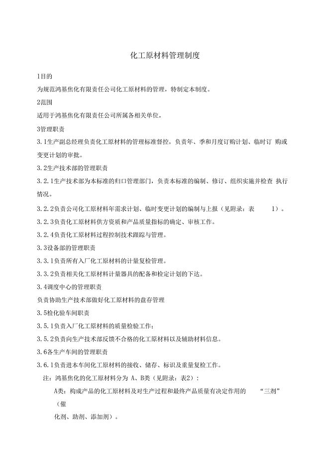 化工原材料管理制度