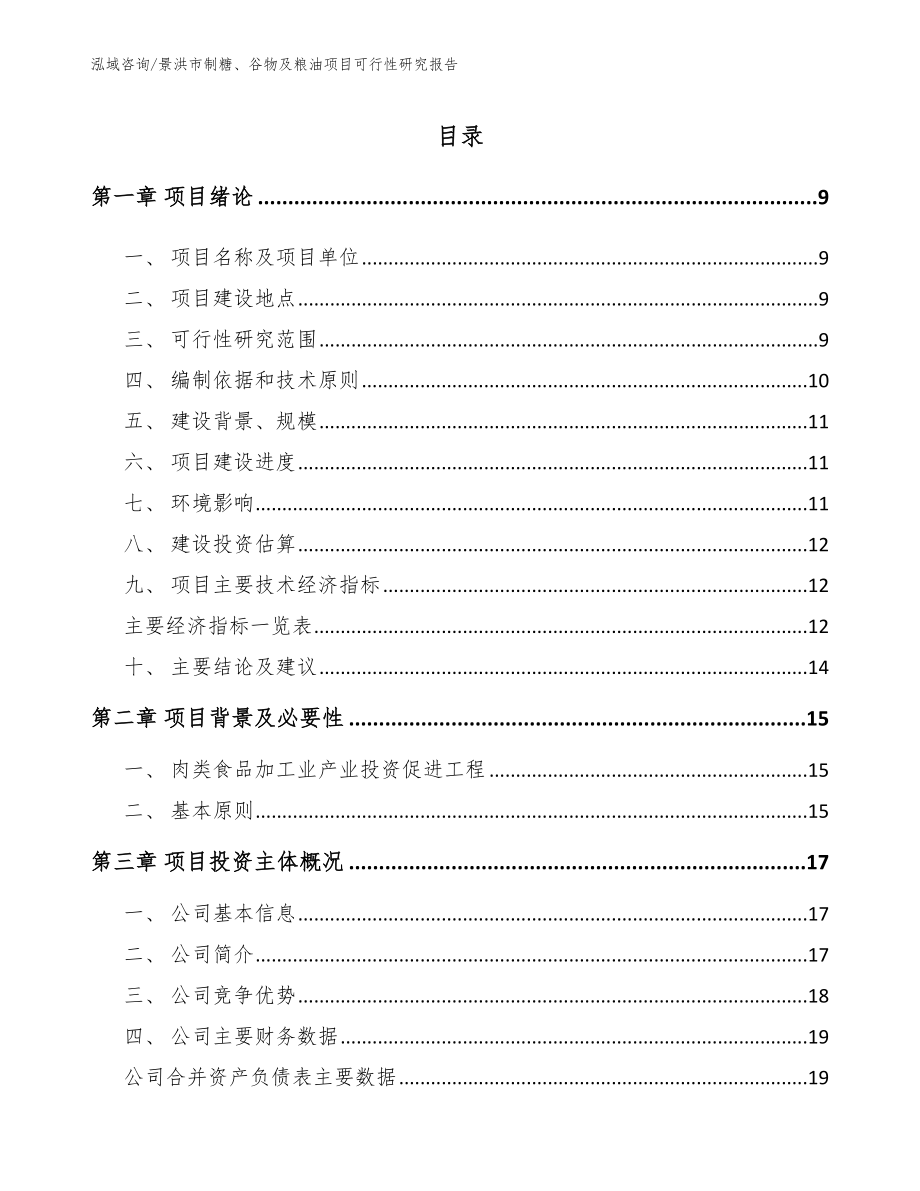 景洪市制糖、谷物及粮油项目可行性研究报告模板范本_第2页