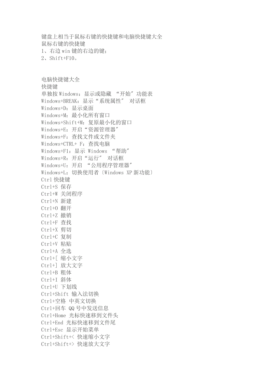 计算机电脑常用快捷键_第1页