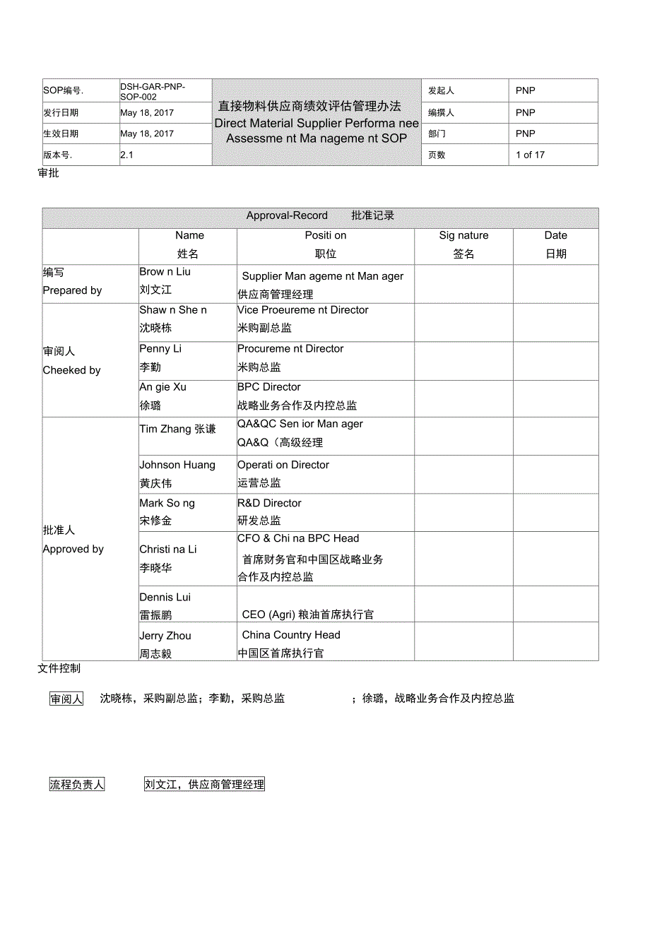 直接物料供应商绩效评估管理办法DSHGARPNPSOP002R15_第1页