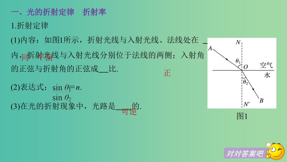 2019年度高考物理一轮复习第十四章机械振动与机械波光电磁波与相对论第3讲光的折射全反射课件.ppt_第3页