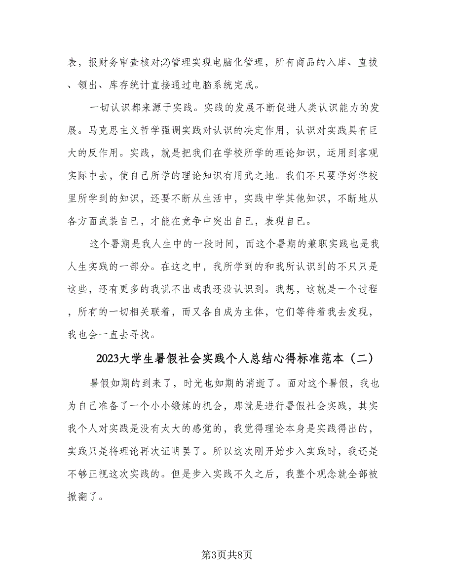 2023大学生暑假社会实践个人总结心得标准范本（三篇）.doc_第3页