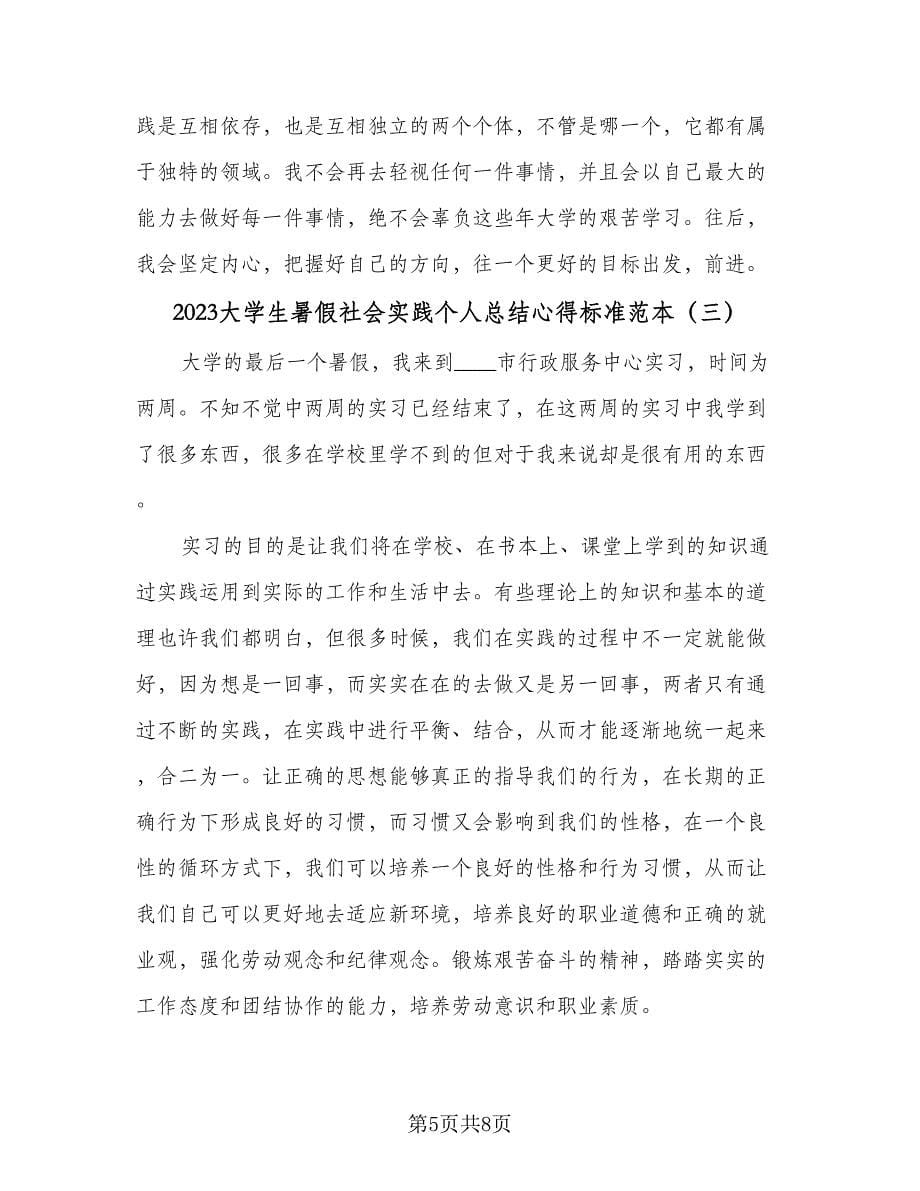 2023大学生暑假社会实践个人总结心得标准范本（三篇）.doc_第5页