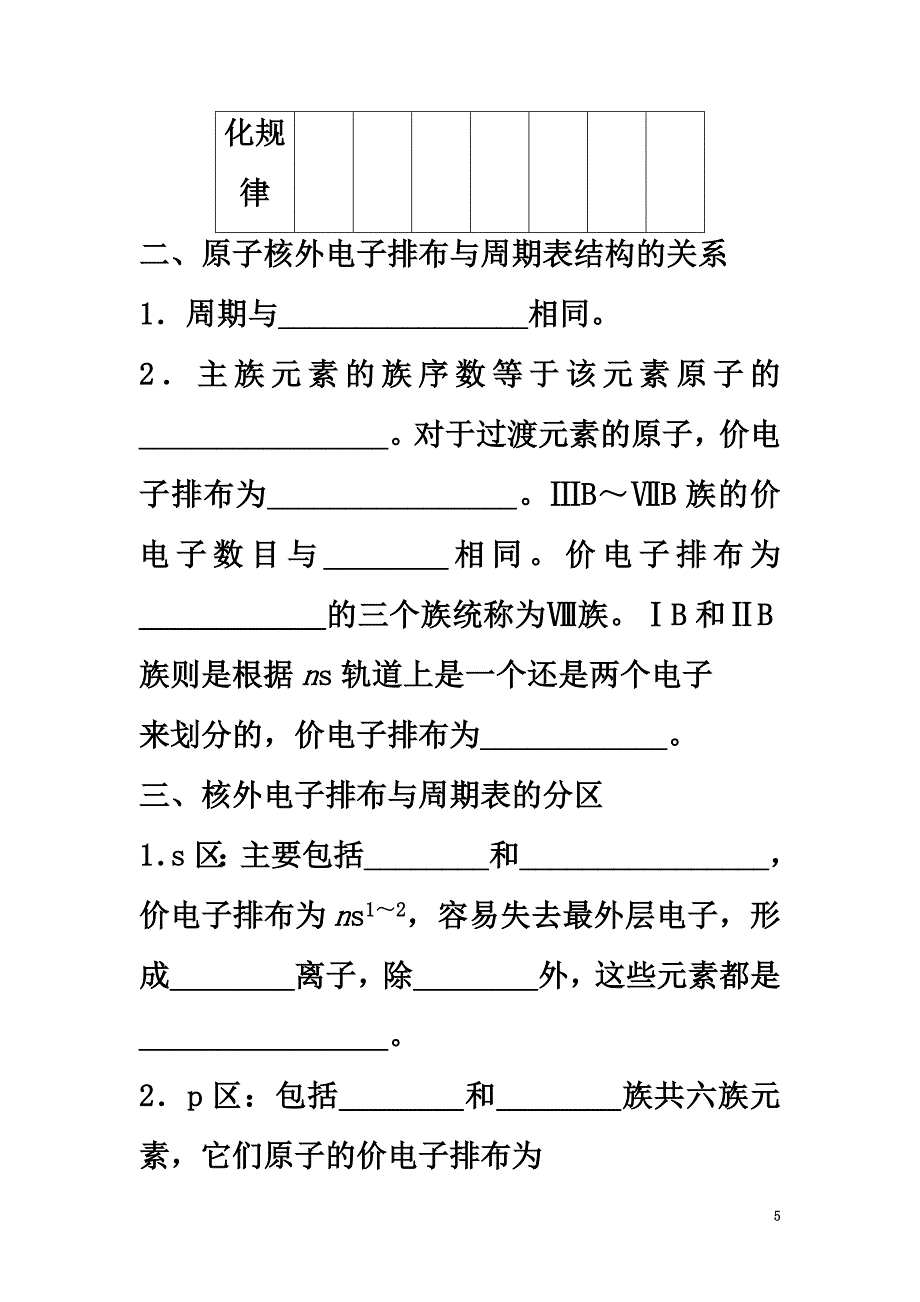 高中化学专题二原子结构与元素的性质第二单元元素性质的递变规律2.2原子核外电子排布的周期性学案苏教版选修3_第5页