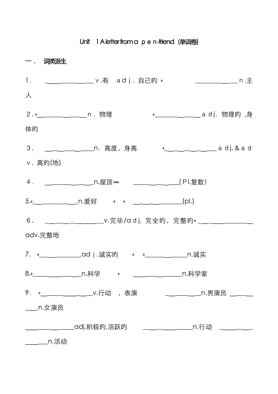 沪教版 8A 牛津英语词汇默写_第1页