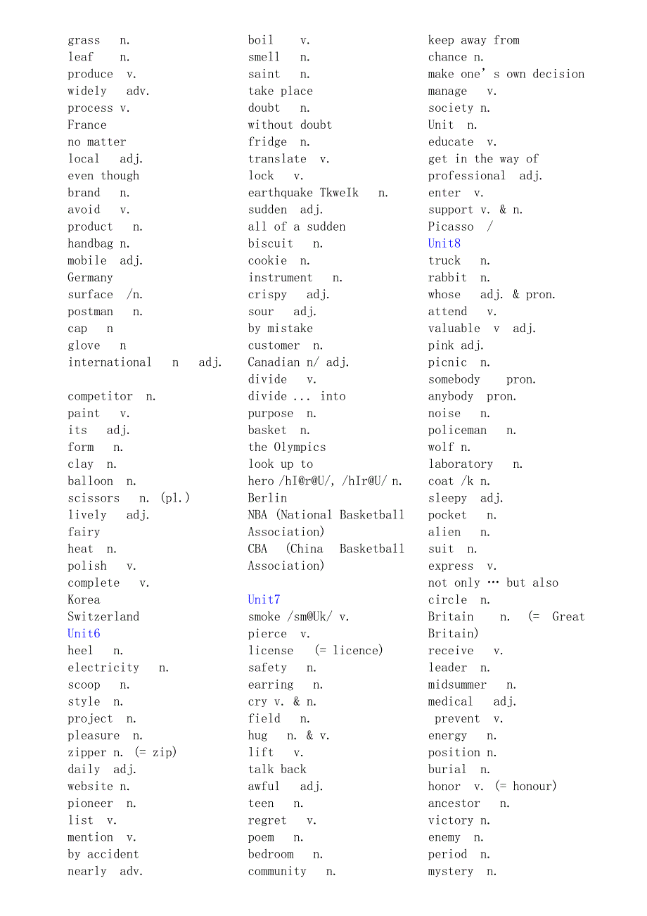 新人教版九年级英语单词默写-英译汉_第2页