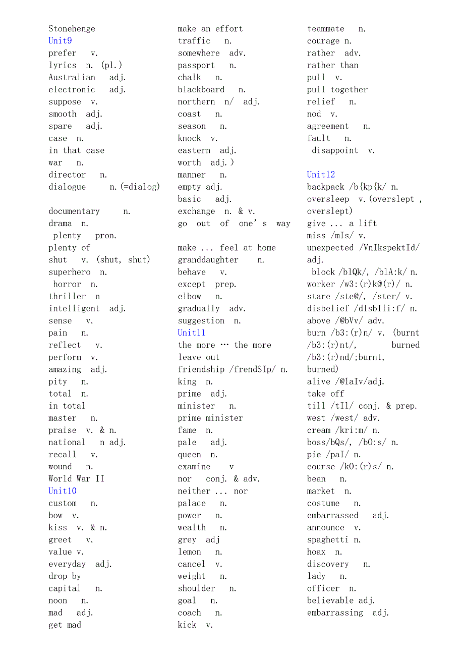 新人教版九年级英语单词默写-英译汉_第3页