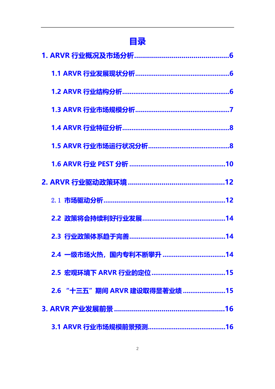 2020年ARVR行业市场研究分析及前景预测报告_第2页