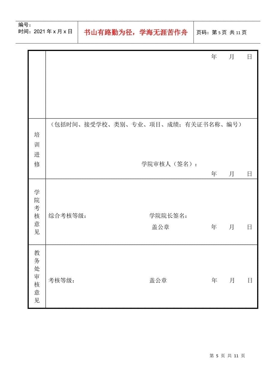 绍兴文理学院教职工年度考核表_第5页