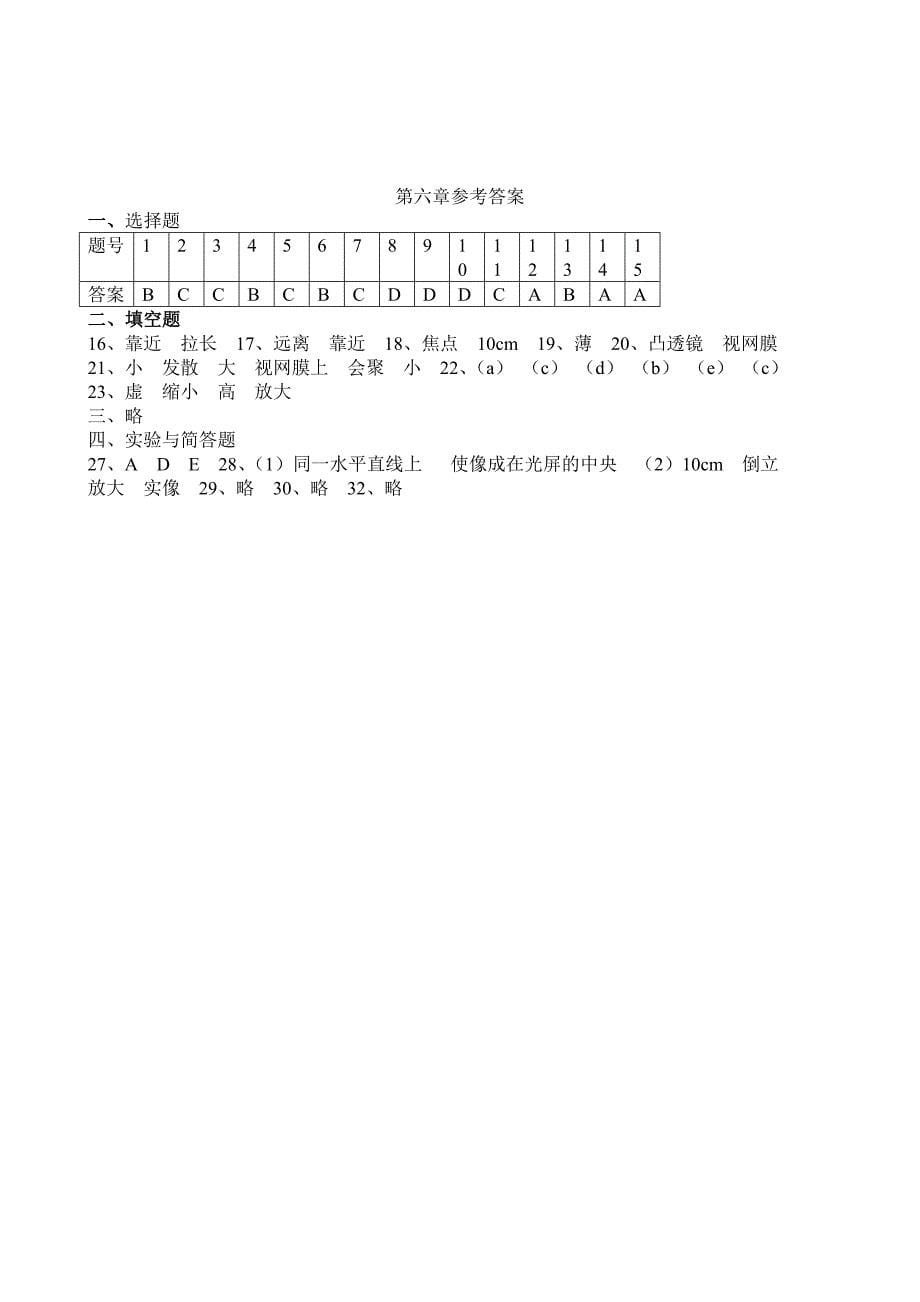 北师大版八年级下册第六章《常见的光学仪器》单元试题1.doc_第5页