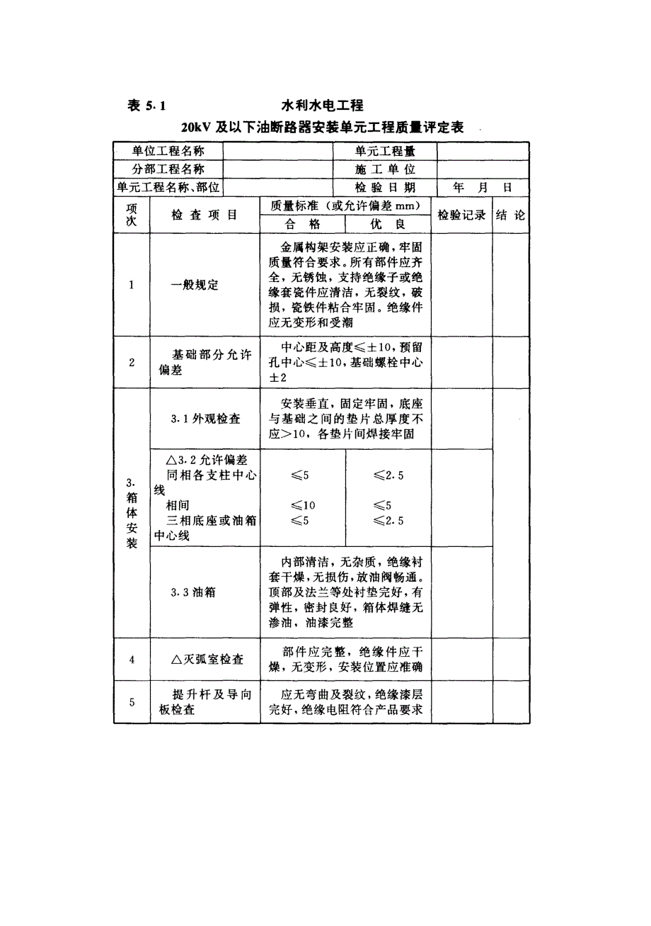 发电电气设备安装关键工程单元关键工程质量评定表_第3页