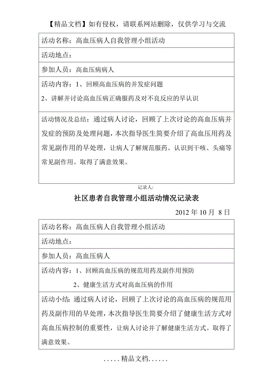 高血压患者自我管理小组活动记录_第4页