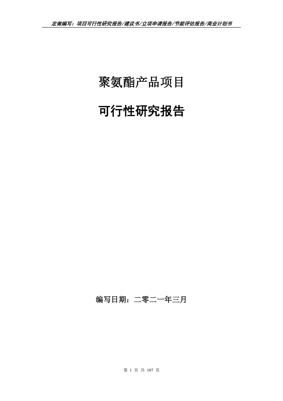 聚氨酯产品项目可行性研究报告写作范本_第1页