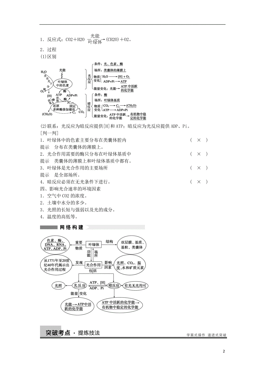 高三生物一轮复习3.11光与光合作用教学案新人教版_第2页