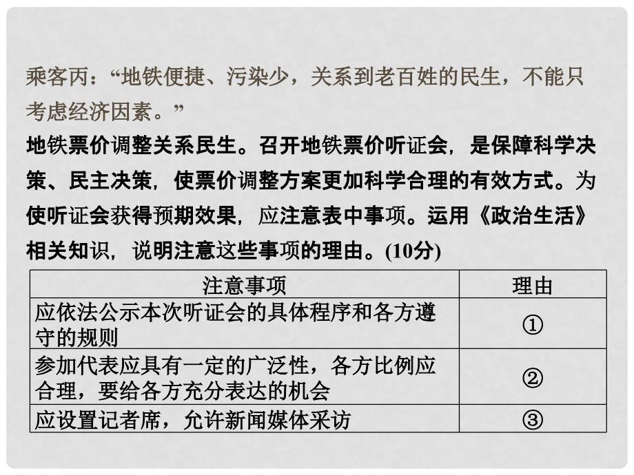 高考政治一轮复习（A版）第2部分 政治生活 专题五 公民的政治生活综合突破课件 新人教版_第4页