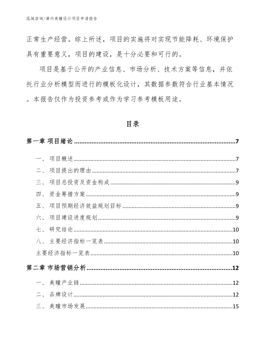 漳州美瞳设计项目申请报告_范文参考_第2页