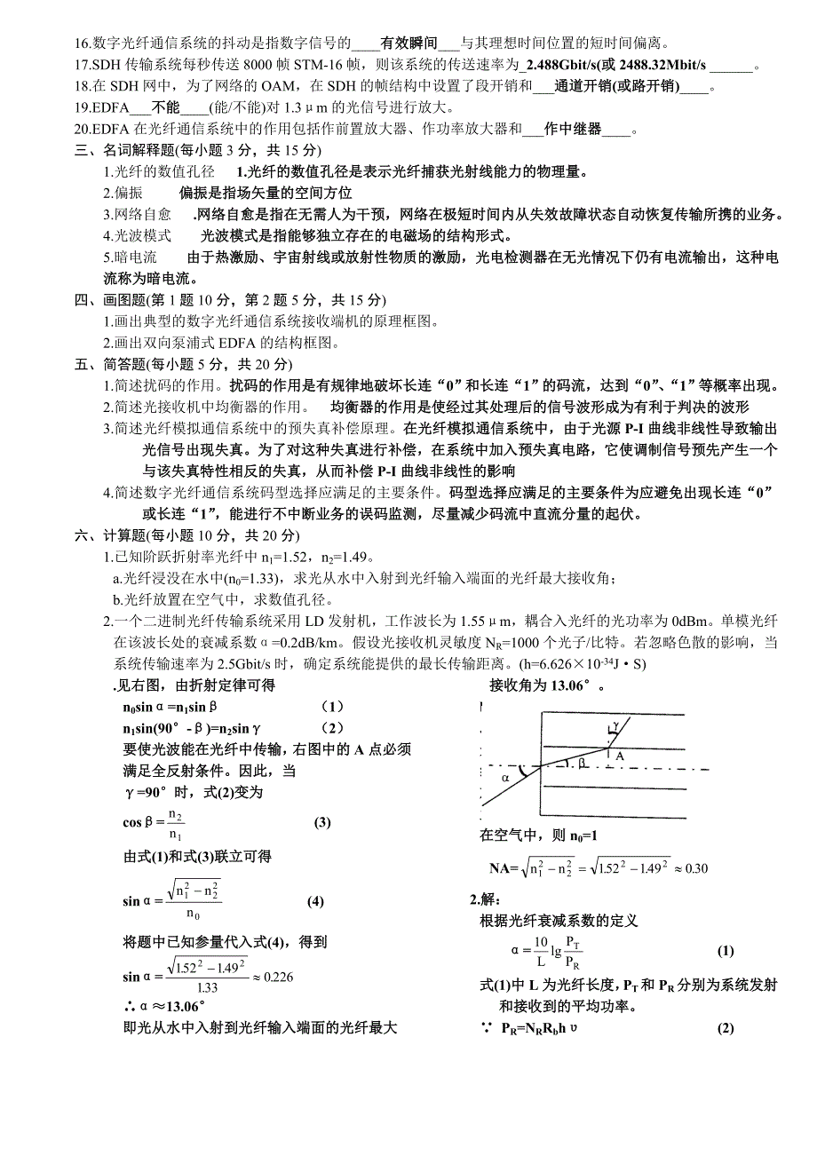 光纤通信原理试题_第2页