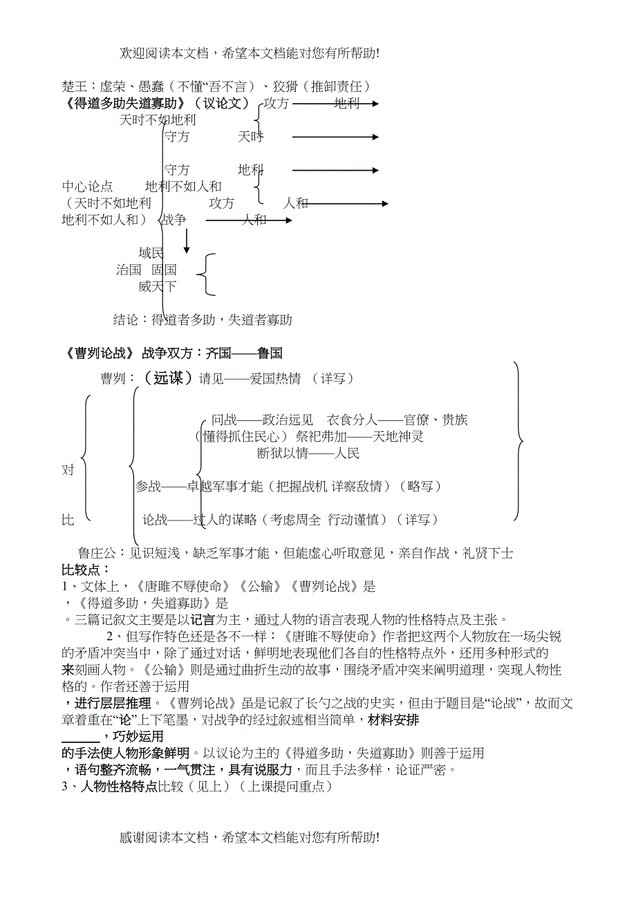 九年级文言文复习学卷_第2页