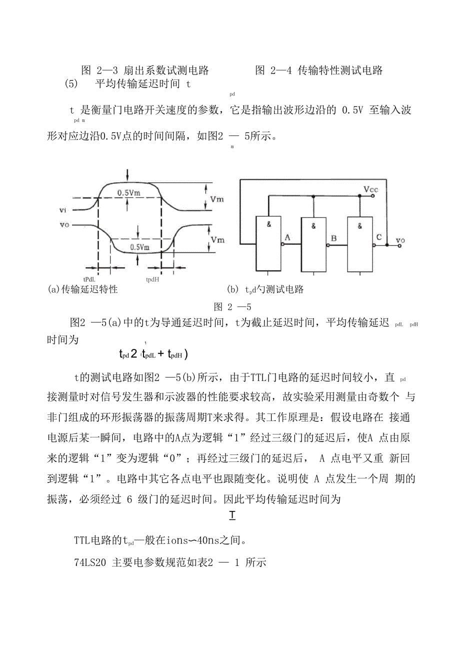 TTL集成逻辑门的逻辑功能与参数测试_第5页