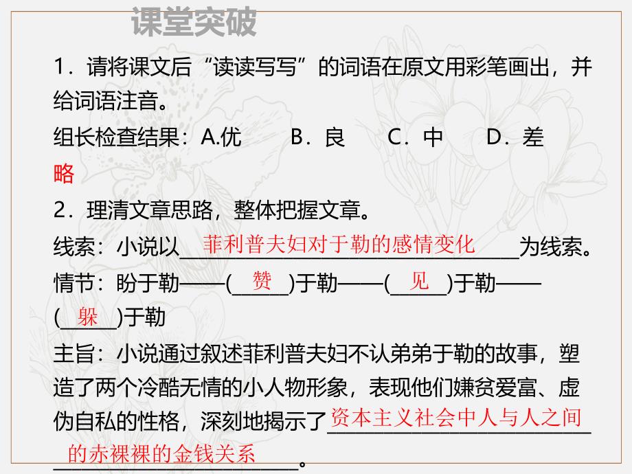 季九年级语文上册第四单元15我的叔叔于勒习题课件新人教版_第2页