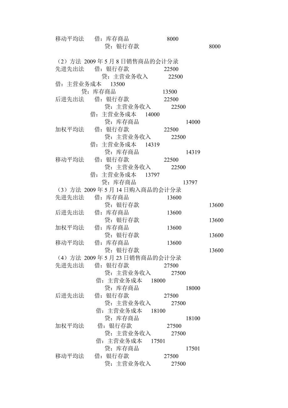 存货会计分录以及存货的计价方法_第5页