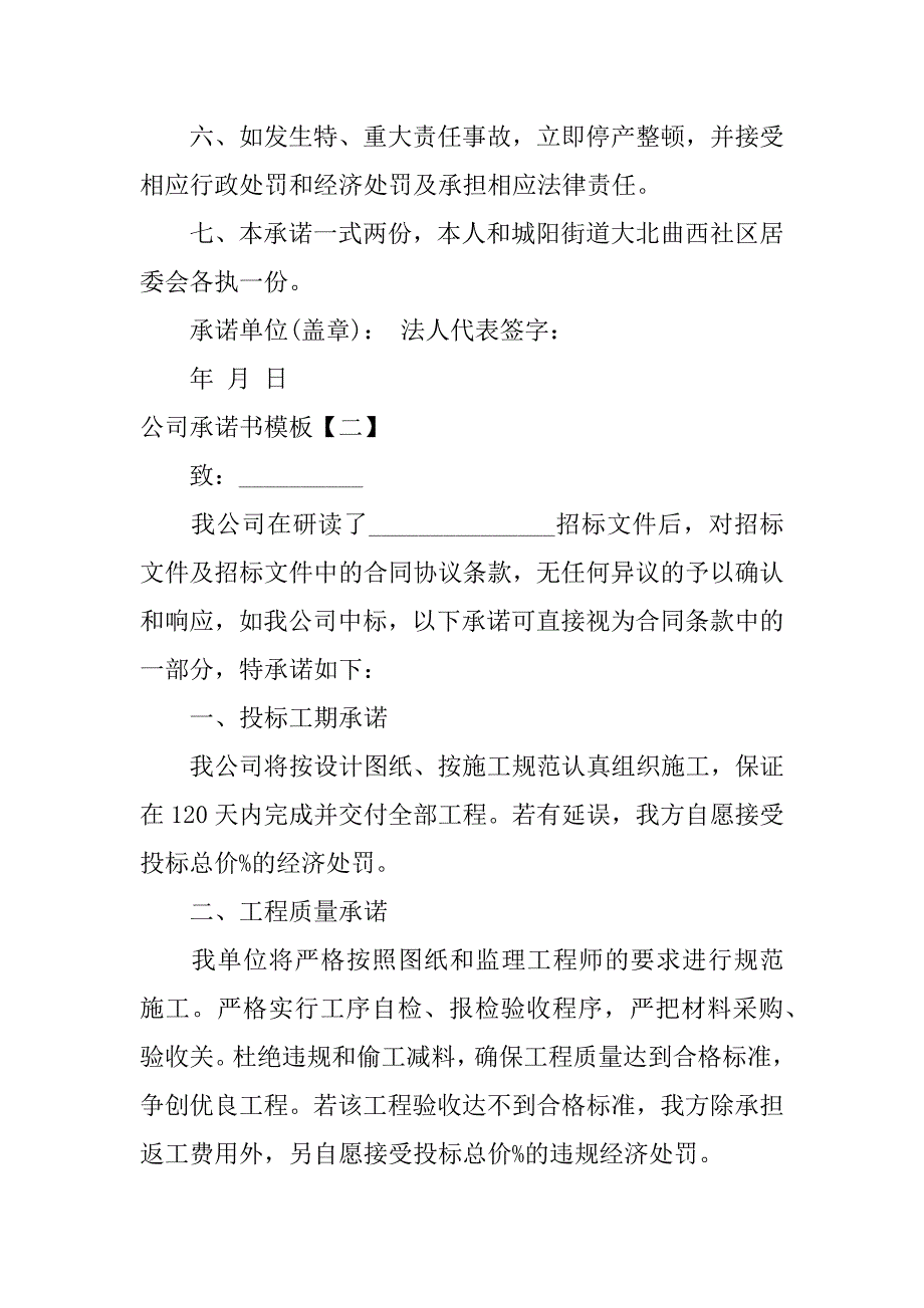 公司承诺书模板.docx_第2页