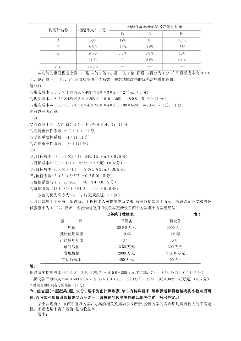 -工程经济学试卷A带答案_第4页