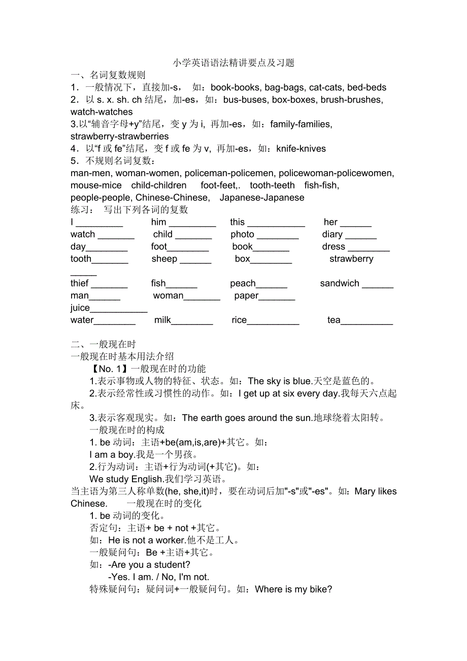 小学英语语法精讲要点及习题.doc_第1页