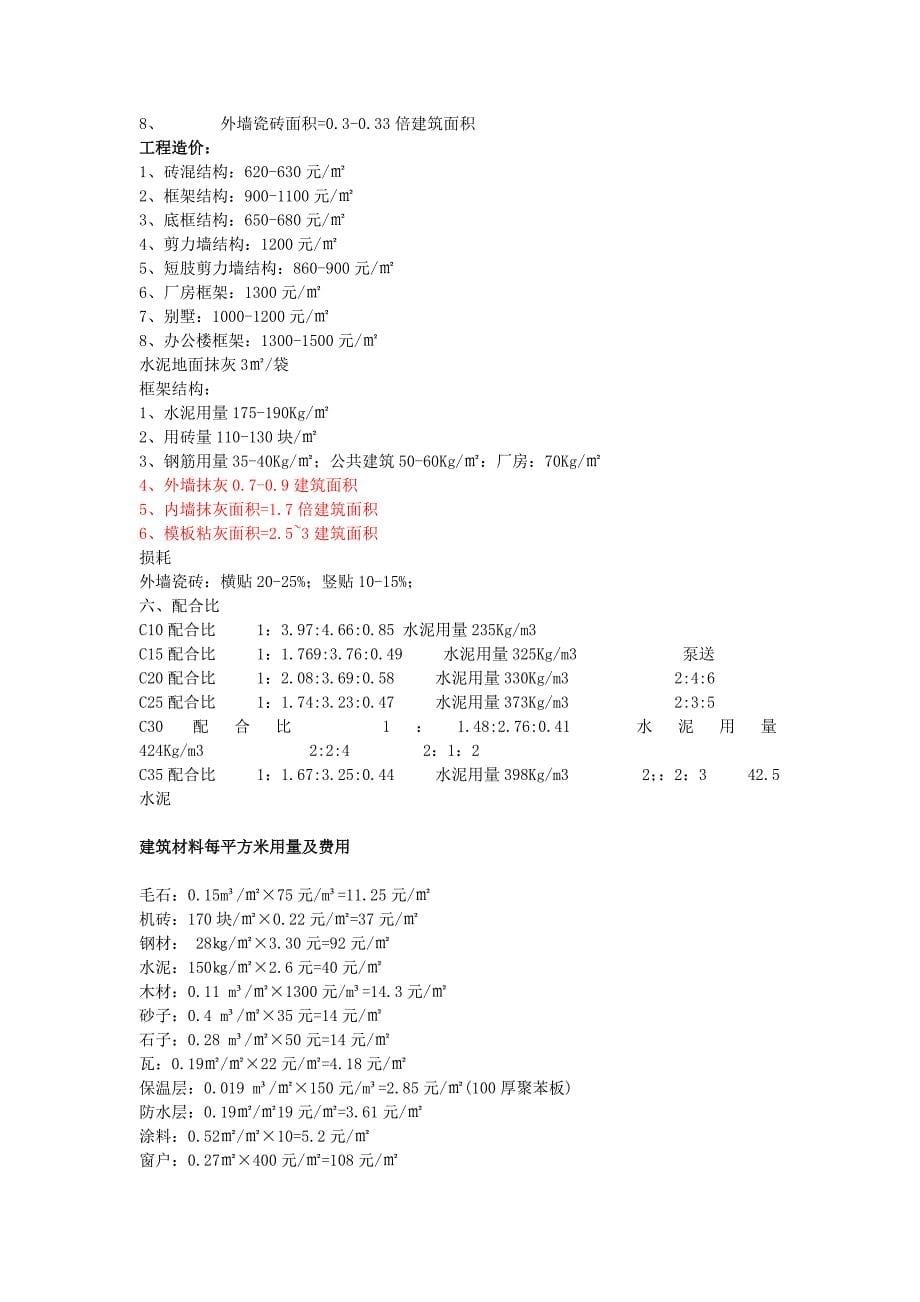 建筑工程每平方米实际材料用量及费用分析表.doc_第5页