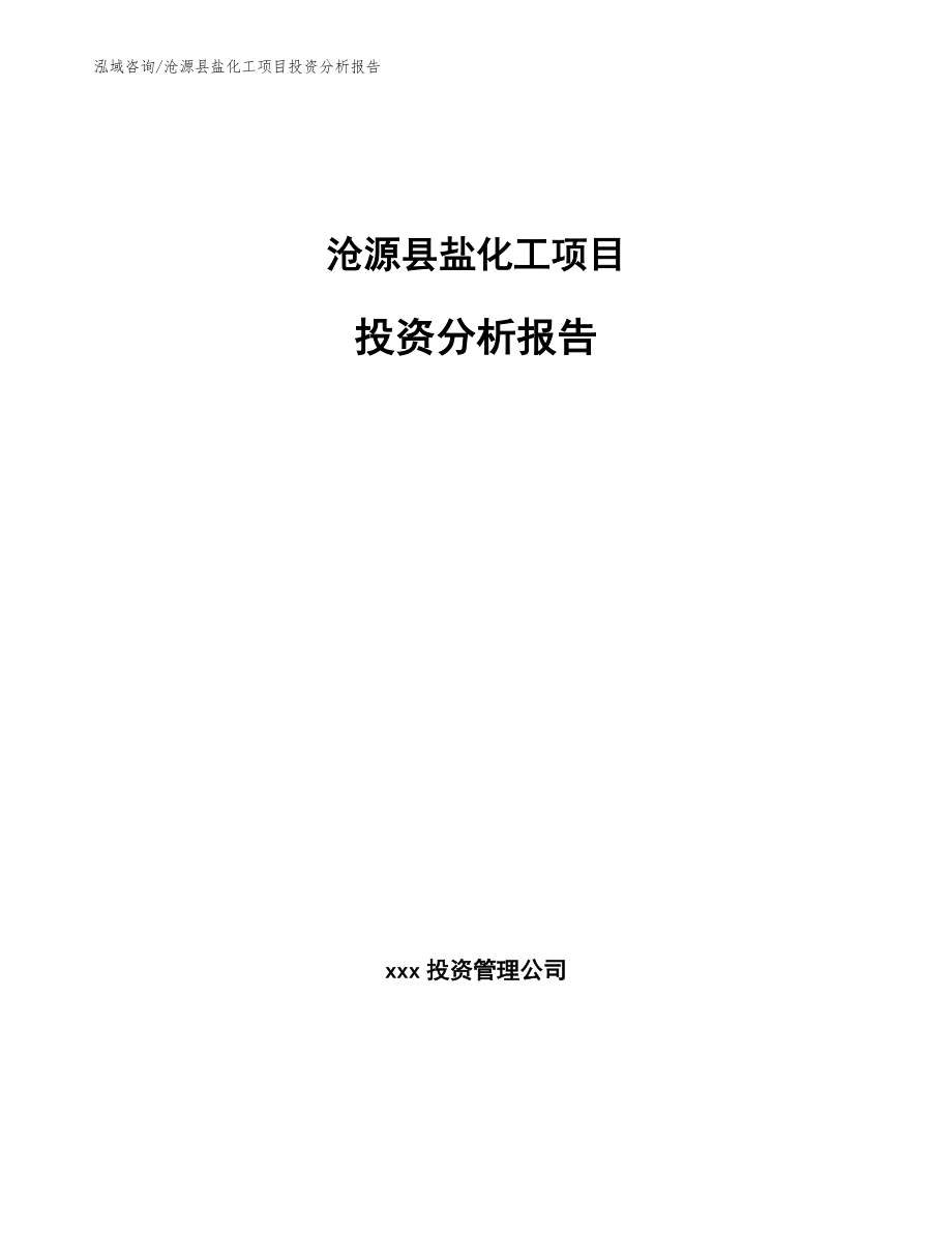 沧源县盐化工项目投资分析报告参考模板_第1页