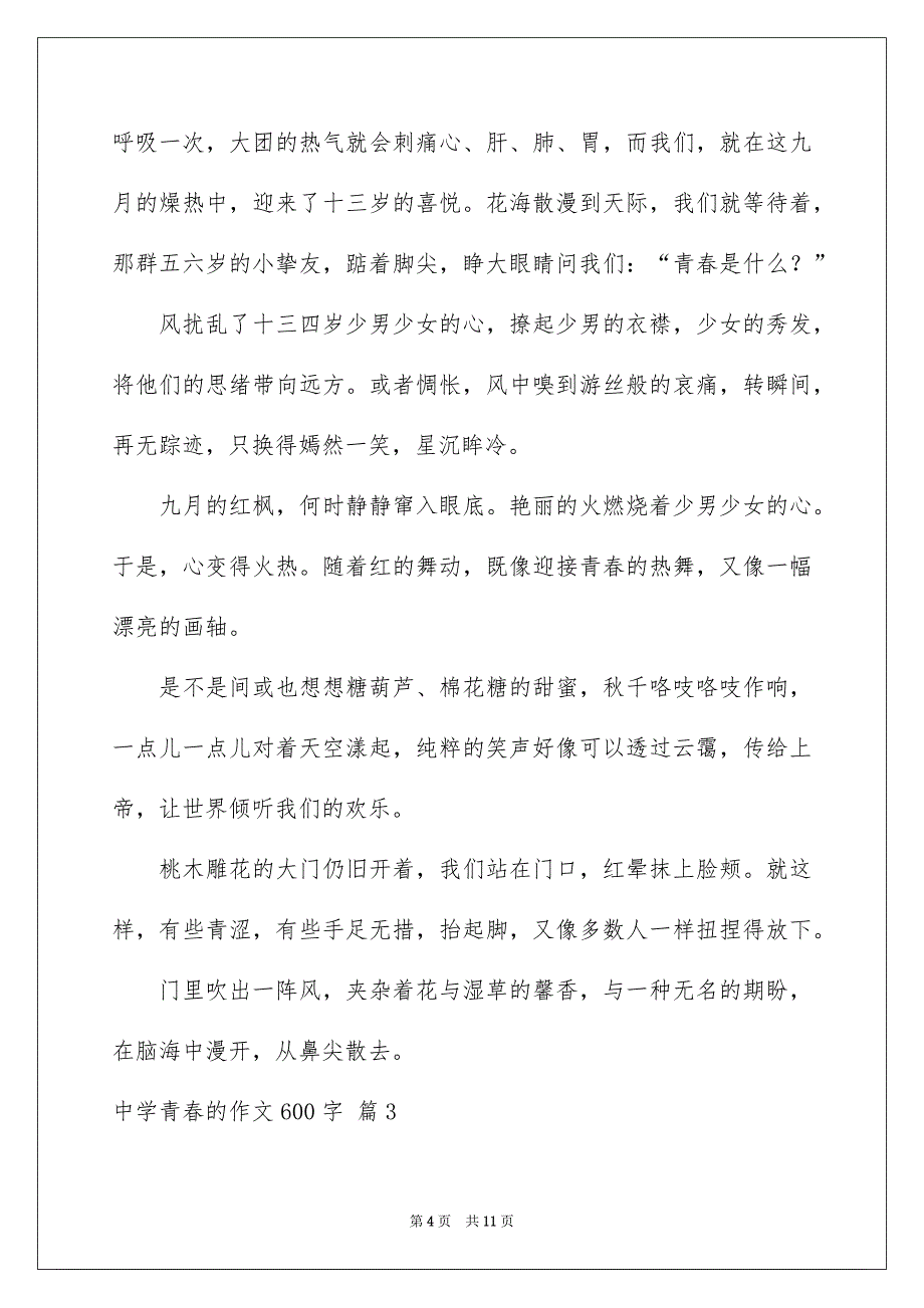 中学青春的作文600字锦集六篇_第4页