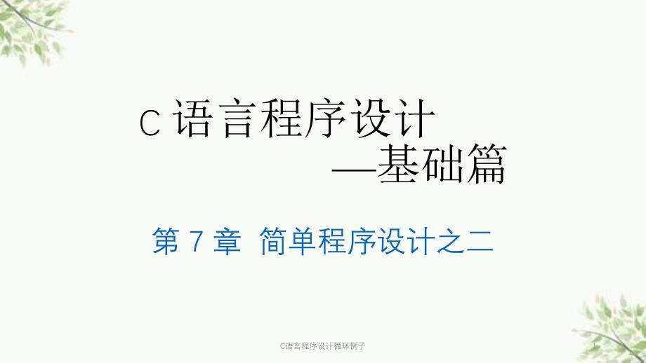 C语言程序设计循环例子课件_第1页