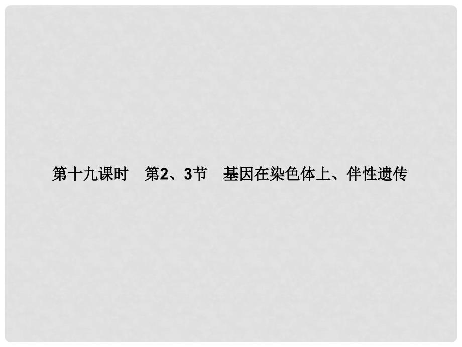 高考生物一轮总复习 第十九课时 基因在染色体上、伴性遗传课件 新人教版必修2_第1页