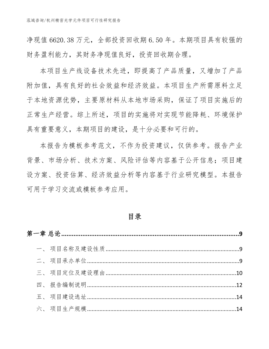 杭州精密光学元件项目可行性研究报告_范文参考_第2页