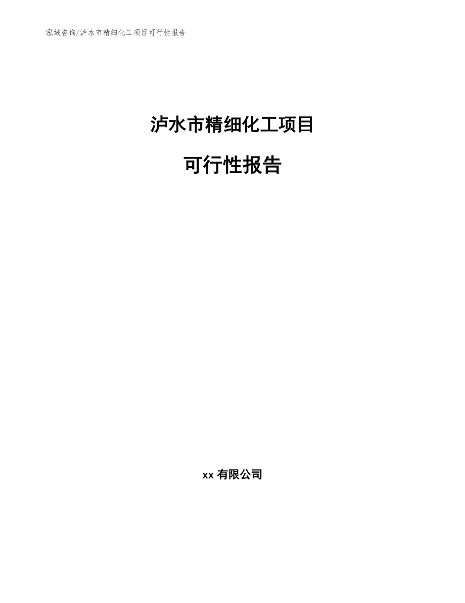 泸水市精细化工项目可行性报告_第1页