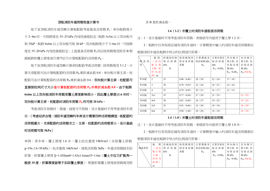 顶板消防车道荷载计算书_第1页